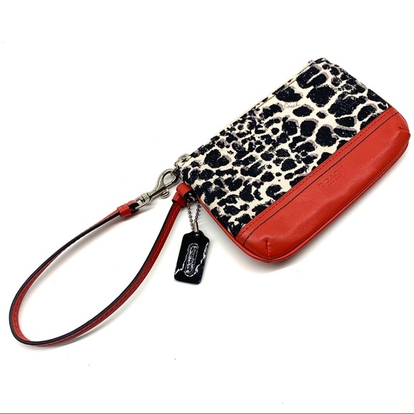 Coach Handbags - Coach Red / Animal Print Wristlet